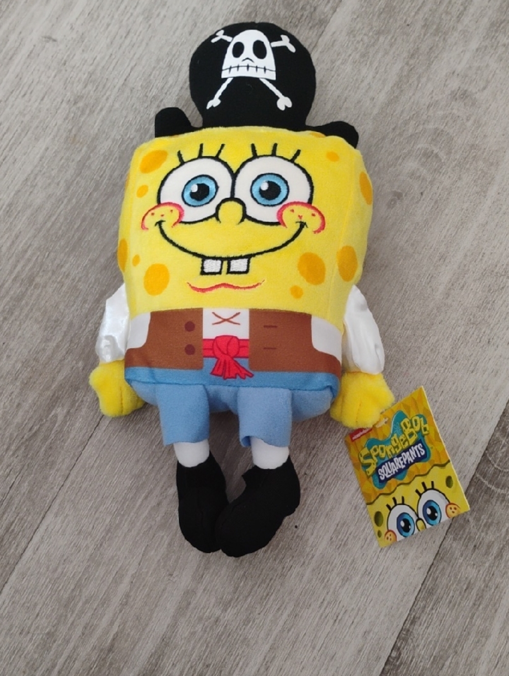 SpongeBob Squarepants Pirate Plush Toy- Yellow with Blue and Black Accents🆕🎁